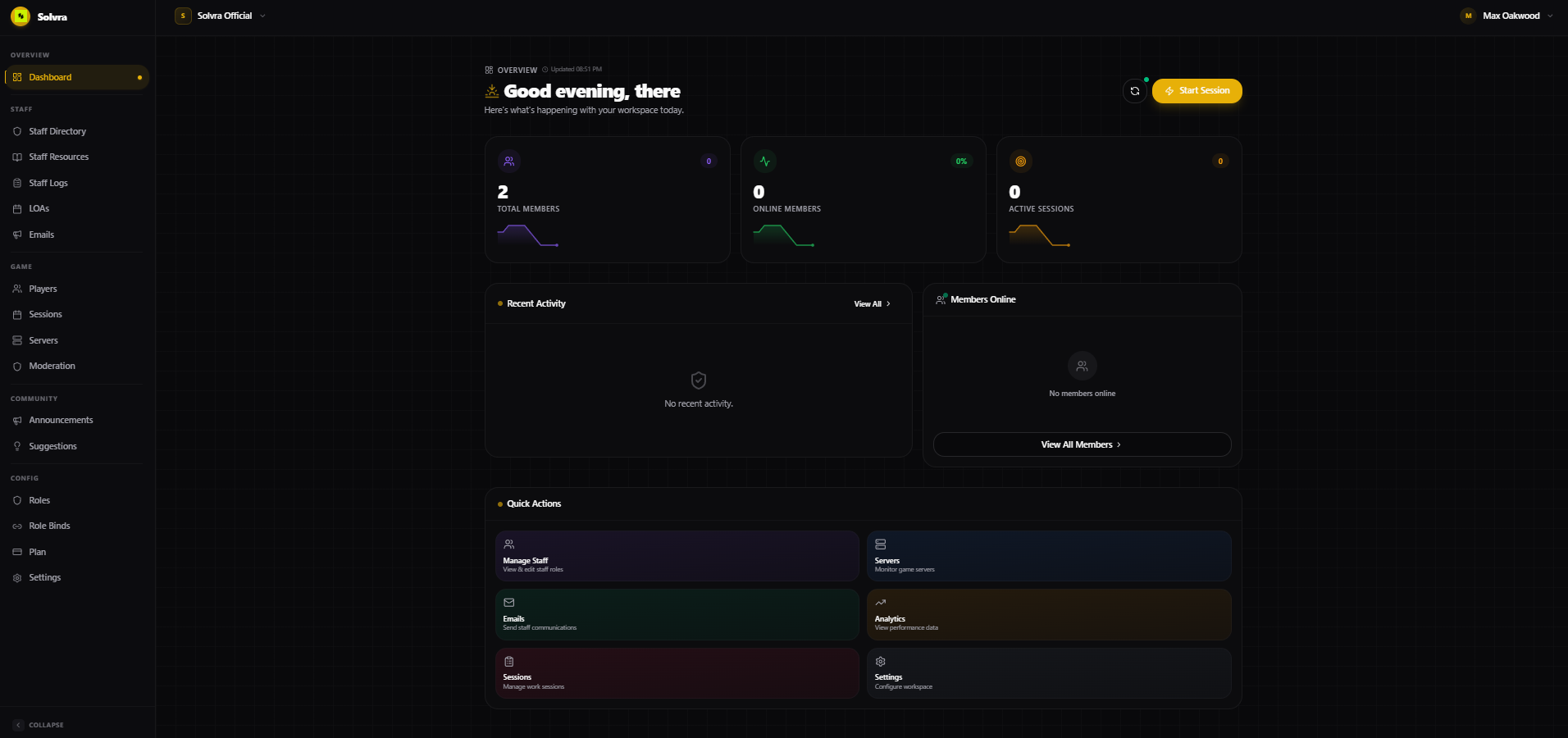 Solvra dashboard showing live Roblox server tracking